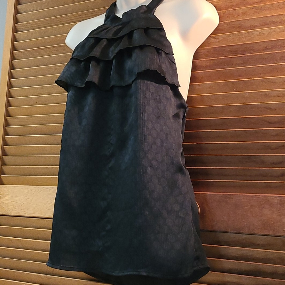High Neck Ruffled Open Back Halter Top - Picture 3 of 9